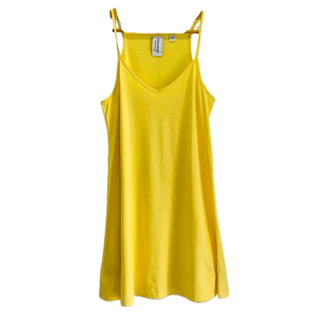 Sz.4-Collision Strappy V Neck Tank Dress